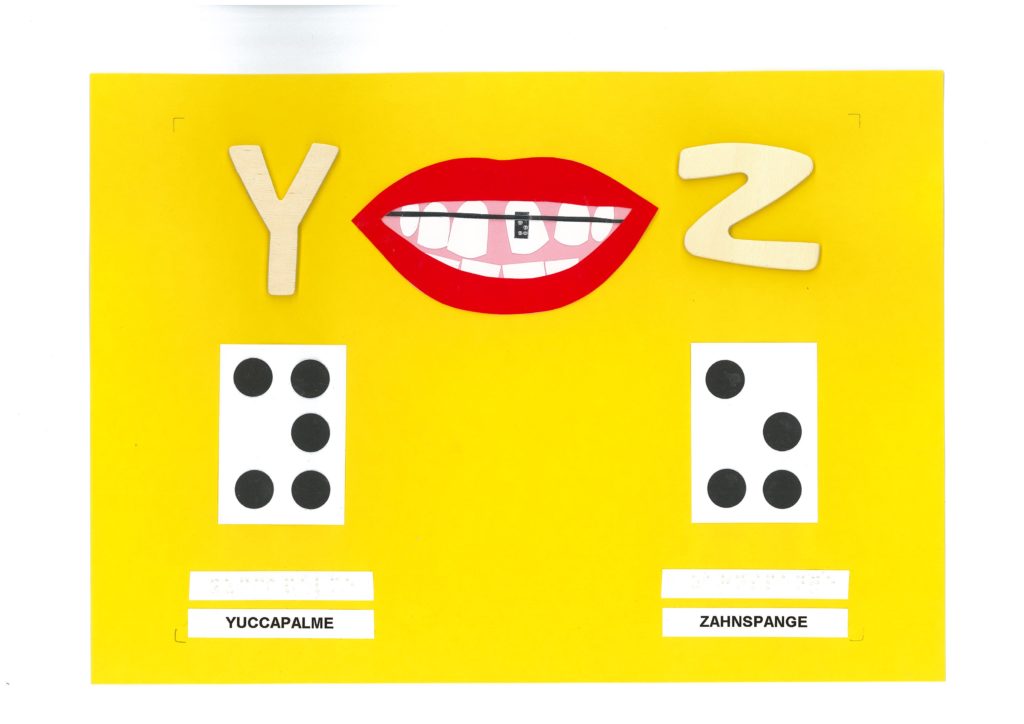 Y und Z in Braille